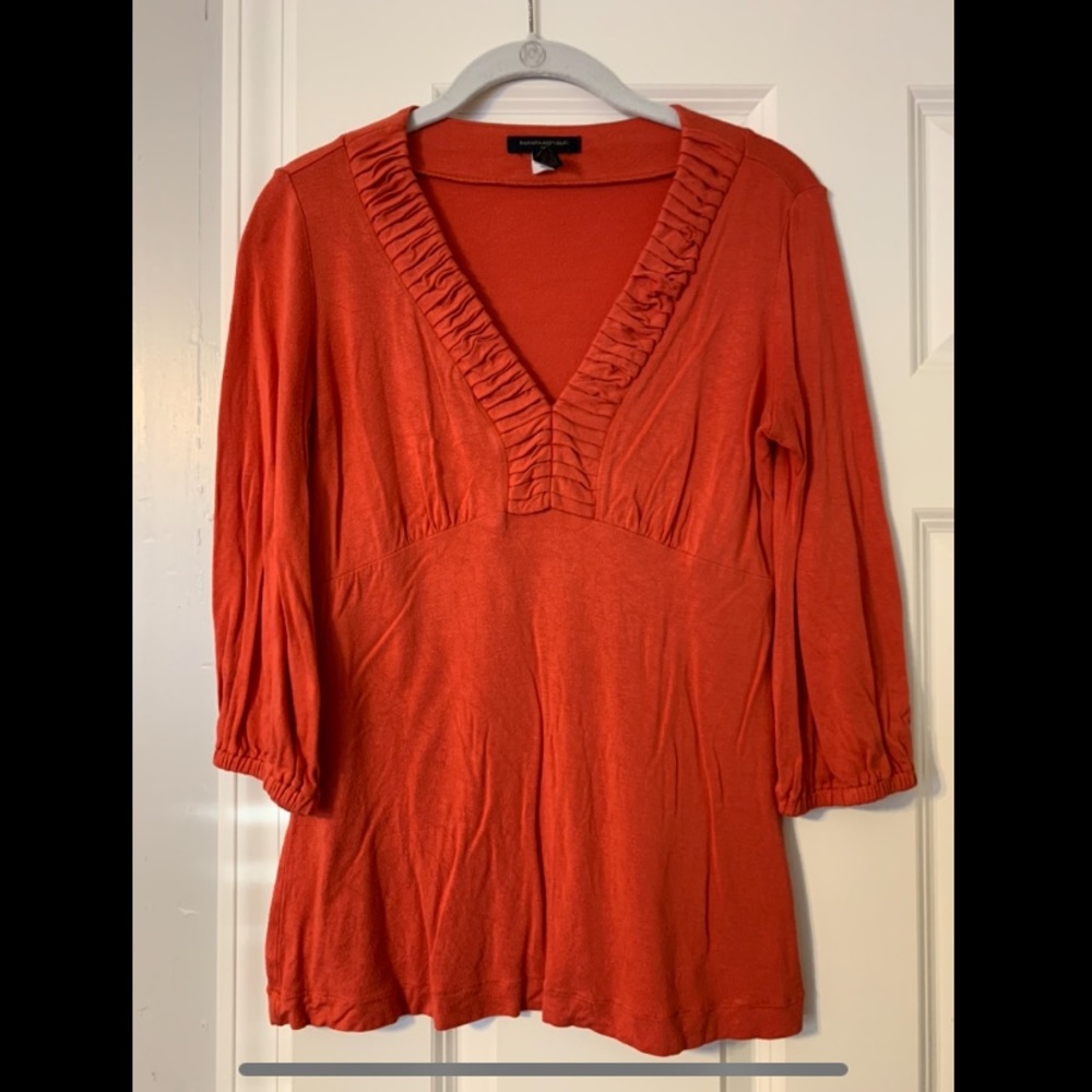 Banana Republic Dark Orange V-neck Blouse
